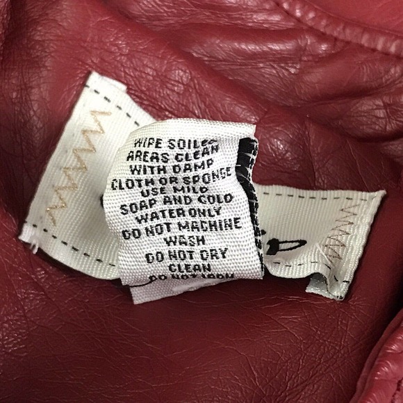 Daytrip Women's Large Moto Jacket Faux Leather Zip Up Pockets Red Solid - Picture 4 of 5